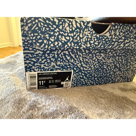 Jordan Retro 3 Sneakers size 11.5 white/metallic cooper - Picture 4 of 8